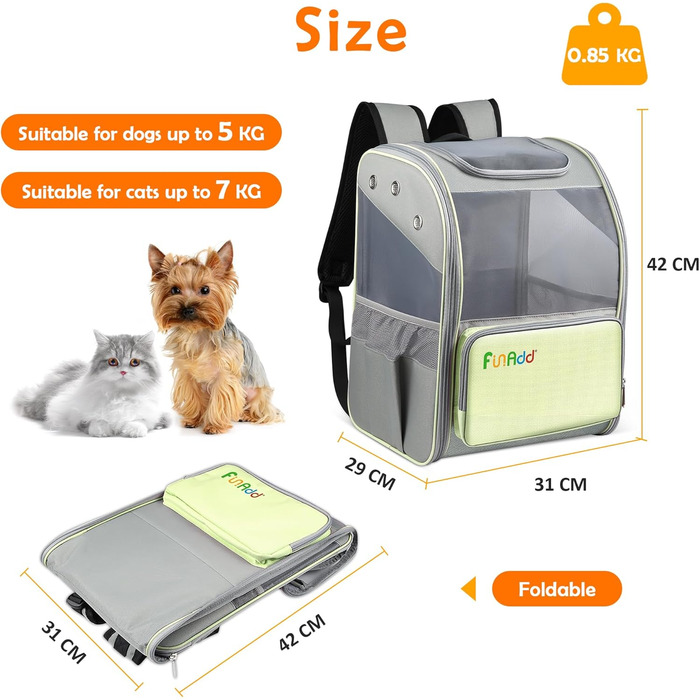 Hunderucksack ALLSOPETS для котів та маленьких собак, жовтий - складний, з матом для подорожей