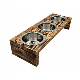 Миски для собак на дерев'яній підставці, набір з 3 шт. по 450 мл
