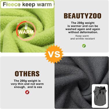 Тепла флісова жилетка-пуловер для собак, зимова куртка з кільцем для повідка, для маленьких та середніх собак XS, S, M, зелена