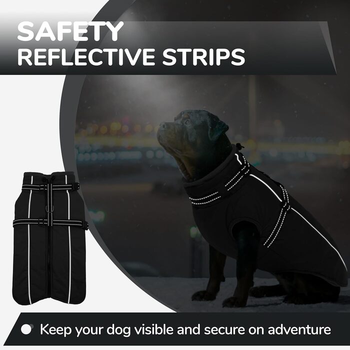 Зимовий теплий одяг для собак PUMYPOREITY: чорна куртка з інтегрованою мискою (Large)