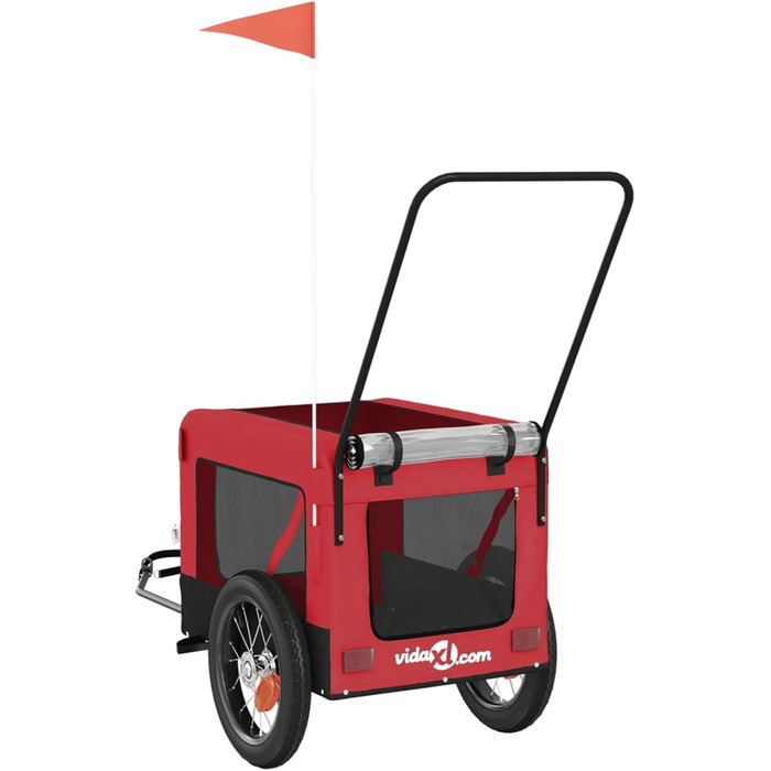 Перетягувач для собак на велосипеді Robuster - Oxford, залізо, PVC, червоний & чорний, 120x54,5x53 см - з PVC-дах та зручною платформою, для маленьких собак та домашніх тварин, модель 93929