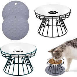 Підвищені годівниці для котів Surmounty (2 шт.) з підставки з силікону, металевий стійкий каркас, миски для корму та води
