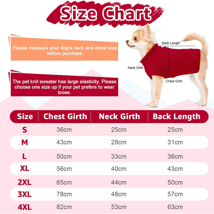 Пуловер для собак SlowTon, пуловер з коміром-стійкою для маленьких та середніх собак, теплий зимовий пуловер з отвором для повідка, червоний, розмір M