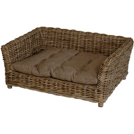 Корзина для собак з натурального ротангу з подушкою, великий розмір XL