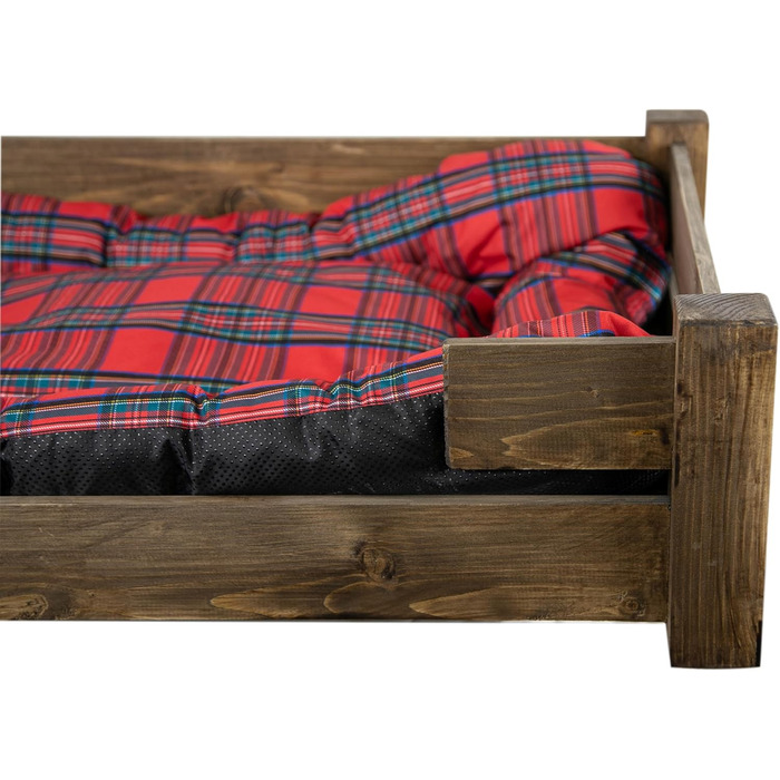 Гіркий корзина для собак Kistenkolli Altes Land Winston XL з дерева та подушкою, 100x60x25 см, вінтажний дизайн, колір палісандр (червоний)