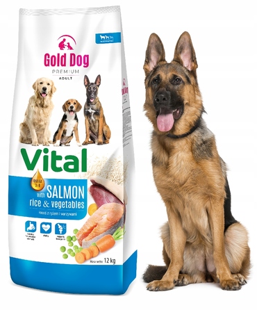 Сухий корм для собак Gold Dog Vital Premium з лососем та рисом, 12 кг