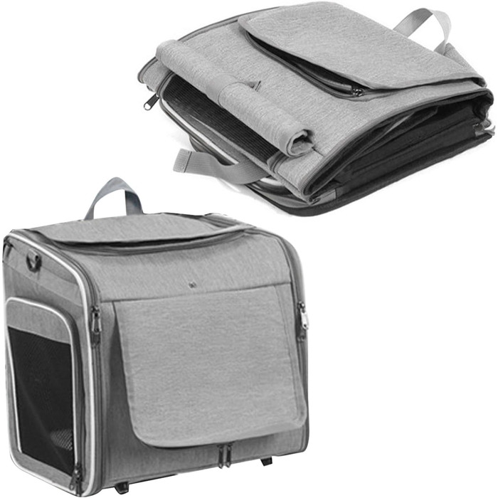 Корзина для велосипеда Luocute для собак, розширювана, м'який переносник для домашніх тварин з фіксацією на кермі та 4 сітчастими віконцями, для маленьких та середніх собак, котів, цуценят до 8 кг (Сірий)