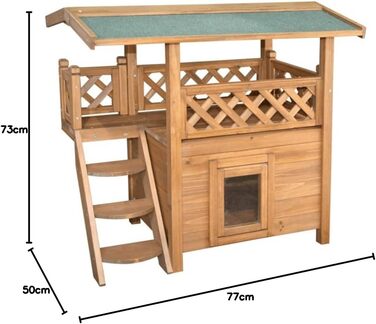 Будинок для котів Kerbl Lodge 77x50x73 см, для дому та вулиці, з водонепроникним бітумним дахом