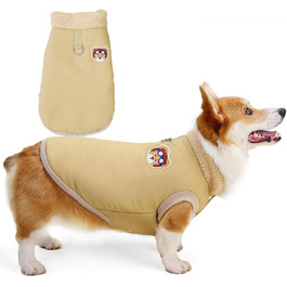 Зунеа Зимові куртки для собак, флісова підкладка, D-Ring, теплі, для холодної погоди, жилети, одяг для цуценят, хакі, 3XL