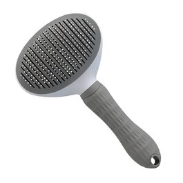 Щітка для тварин самоочищувана, для видалення шерсті котів та собак, видалення підшерстя, неслизька ручка (сіра)