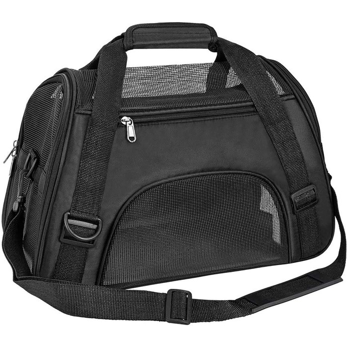 Травельна переноска для тварин Tiyolat, сумка-мішок, дозволена авіакомпаніями, для малих собак, котів та цуценят, домашнє використання (M, Чорний), розмір 46 x 23 x 30 см