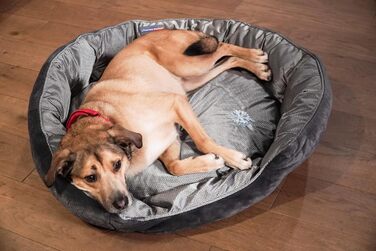 Ортопедичне ліжко для собак Santorini – ізольоване двостороннє ліжко з м'якою піною для зняття тиску, підходить для літа та зими (XL, Сірий)