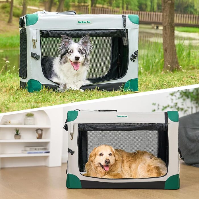 Складана переноска для собак та котів Gardner Pet Hundebox, 66x48x48 см, сіра. Підходить для тварин до 15 кг. З ручками та ковдрою.