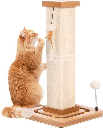 Дряпак-стовпчик для котів CanadianCat Karlo з іграшкою, інтерактивний, Ø14 см, 33x33x67 см