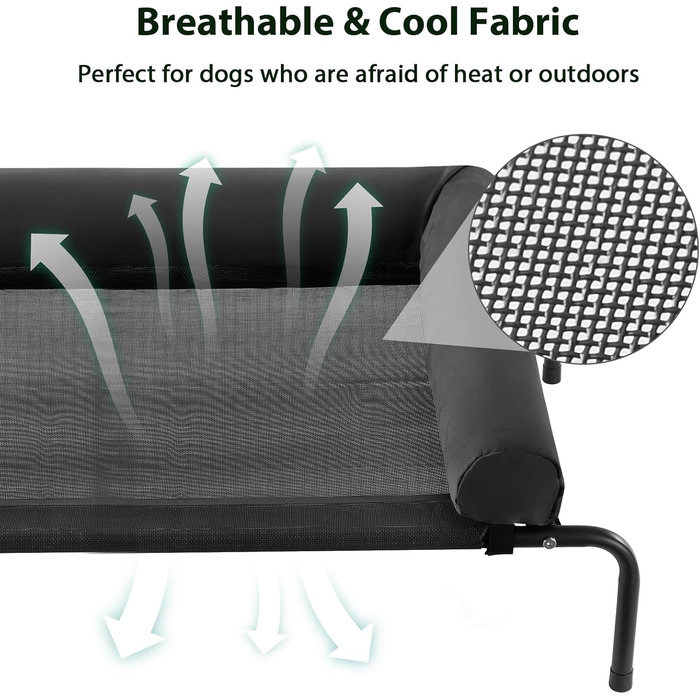 Кругле ліжко для собак великих порід RRPETHOME з металевим каркасом, U-подібною подушкою, чорного кольору. Розмір: 91.4 x 66 x 20.3 см