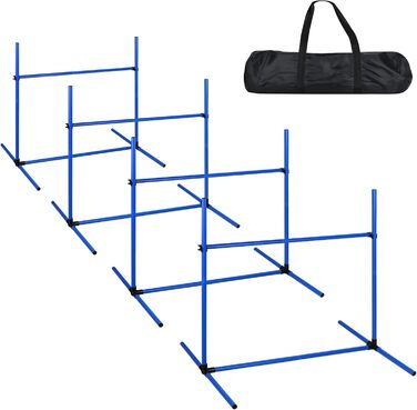 Набір для аджиліті Yardin Agility Set для собак: 4 перешкоди, регульована висота, стійки для слалому, сумка для перенесення. Ідеальний для тренувань собак, 104 x 70 x 101 см, білий (блакитний)
