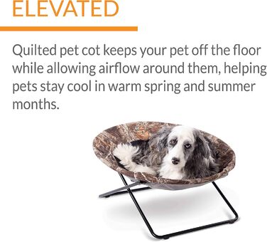 К&H Pet Products Підвищене затишне ліжко для тварин, Realtree Edge, велике, 76 см, 76 x 76 x 43 см