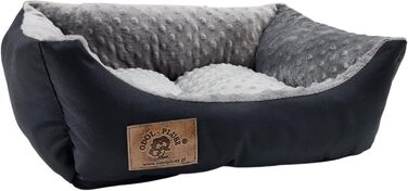 Ліжко для собак Odolplusz: корзина, лежанка, диван для маленьких собак | з наповнювачем з силіконових кульок | гіпоалергенне | 50x40 см (чорний + мінки сірий)