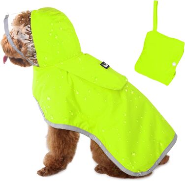 Водонепроникна дощова куртка для собак SlowTon з капюшоном (зелена, S)