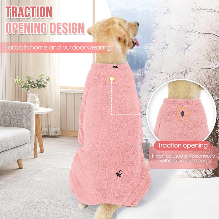 Теплий зимовий одяг для собак SlowTon: флісовий одяг, комбінезон-слонік, XL, рожевий