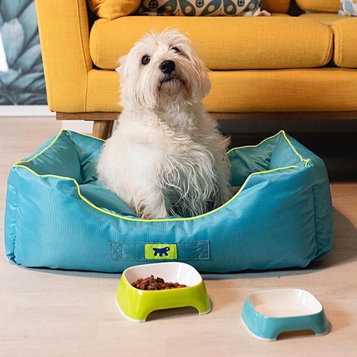 Ортопедичний лежак для собак великих порід Ferplast: водонепроникний, знімний чохол, 110 x 70 x 8 см, сірий/блакитний