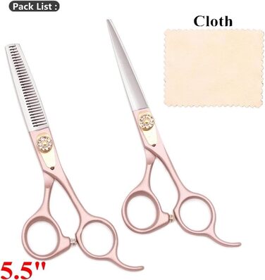 Набір професійних ножиць для собак 2 в 1: прямі та розріджуючі ножиці з ергономічними ручками (7.0 та 5.5 дюймів)