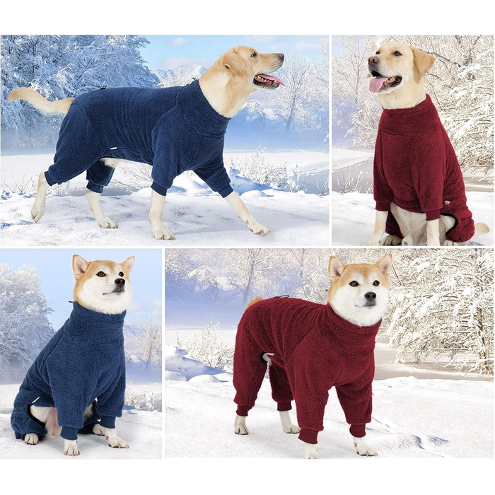 Зимовий теплий одяг для собак, боді для собак з ніжками, регульований зимовий одяг для собак, одяг для собак (червоний, M)