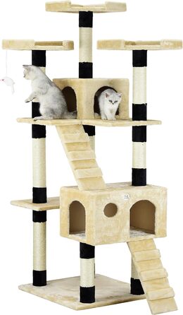 Дряпка для котів Go Pet Club, 84x56x183 см, бежево-чорна