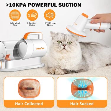 Набір для грумінгу домашніх тварин з пилососом, All-in-1 професійний набір для видалення шерсті для собак та котів, тихий пилосос для собак з великою ємністю 2 л, контейнер для пилу з малюнком «Сончний Зигзаг»