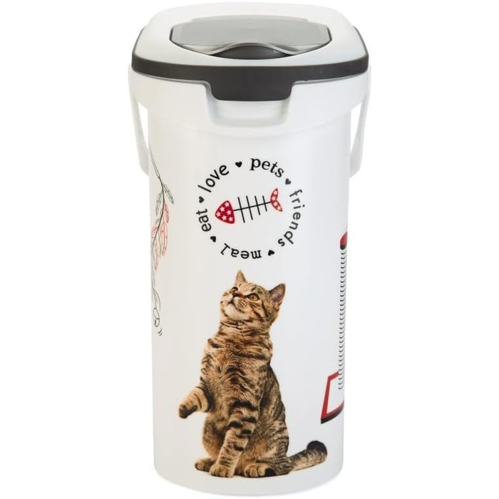 Контейнер для корму Curver 10 л, білий/сірий, для котів Love Pets, 4 кг