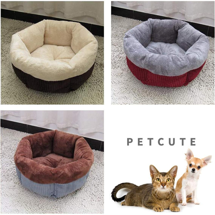 PETCUTE Ліжко для собак і котів, кругле, м'яке, пране, лежанка для домашніх тварин