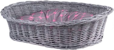 Плетене ліжко для собак та котів з лози (50x36x16 см, сірий)