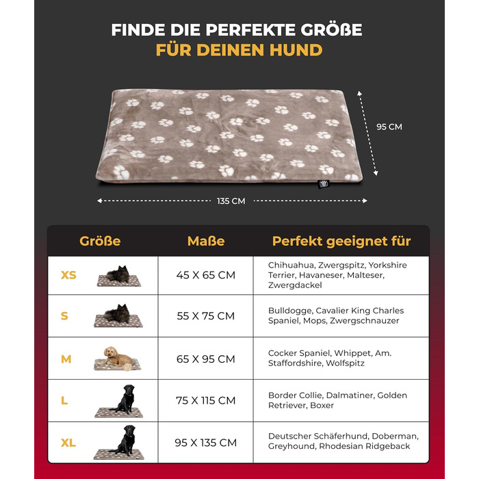 Лежак для собак HS-Hundebett® XL 95x135 см, двосторонній, м'який, бежевий, для дивану, авто і клітки, вироблено в Німеччині