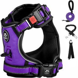 Шлейка для собак середніх порід FURRYFECTION, анти-тяга, регульована, з лінійкою, оксфорд, фіолетовий, M