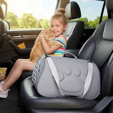 М'яка переноска для тварин, сумка-переноска на плечі - легка переноска для котів та дрібних тварин. Ідеально для ветеринарних візитів, міста, подорожей, хайкінгу та активного відпочинку (Сірий, L)