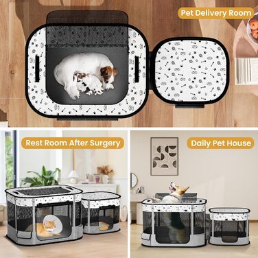 Портативний вольєр для котів DESELL, сірий, 8-разово посилений, розкладний, для кошенят, собак, indoor та outdoor
