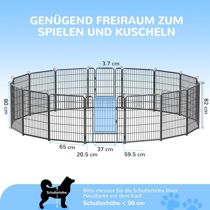 Клітка для цуценят Arvioo: безпечний простір для ігор, 65 x 80 см, 16 перегородок
