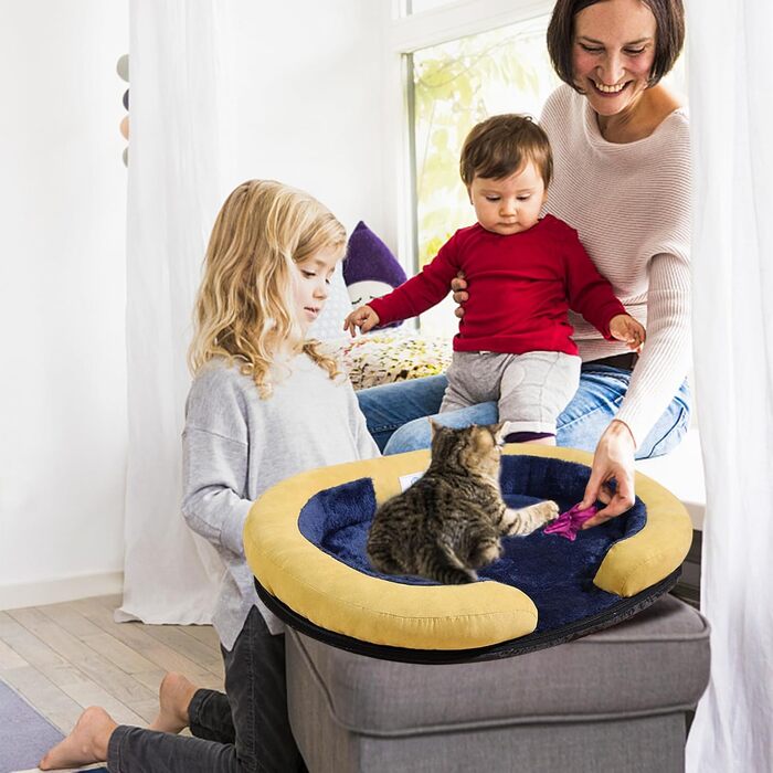 Ортопедичне ліжко для собак PETCUTE великих порід, зручне собаче ліжко з неслизьким дном та знімним, пральним чохлом, антистресовий кошик для собак середніх порід, колір: темно-синій