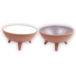 Керамічні миски для котів | Ручна робота, набір 2 шт. | Миски для корму та води, біло-сірі | з Каппадокії