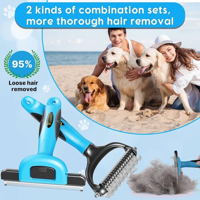 Двостороння щітка для вичісування підшерстка котів та собак | Для середніх та великих порід | З нержавіючої сталі