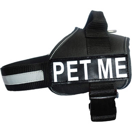 Шлейка для собак Pet Me Vest нейлонова, чорна, з 2 відбивними нашивками, обхват 30-42 см
