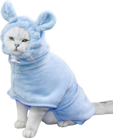 Рушник для собак з капюшоном, мікрофібра, швидковисихаючий, для цуценят та собак різних розмірів (XS, блакитний)