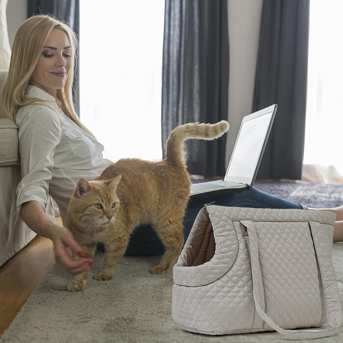 Сумка-переноска для собак та котів, бавовняна, сірого кольору. Підходить для маленьких собак, кошенят та цуценят.