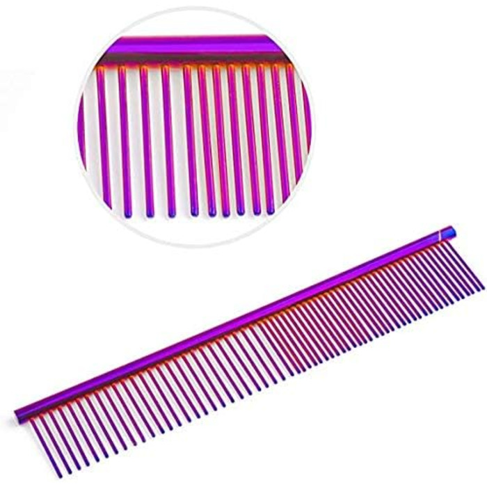 Професійні ножиці для собак 7 дюймів, набір 4 шт. (прямі, зігнуті, проріджуючі), чорний/фіолетовий