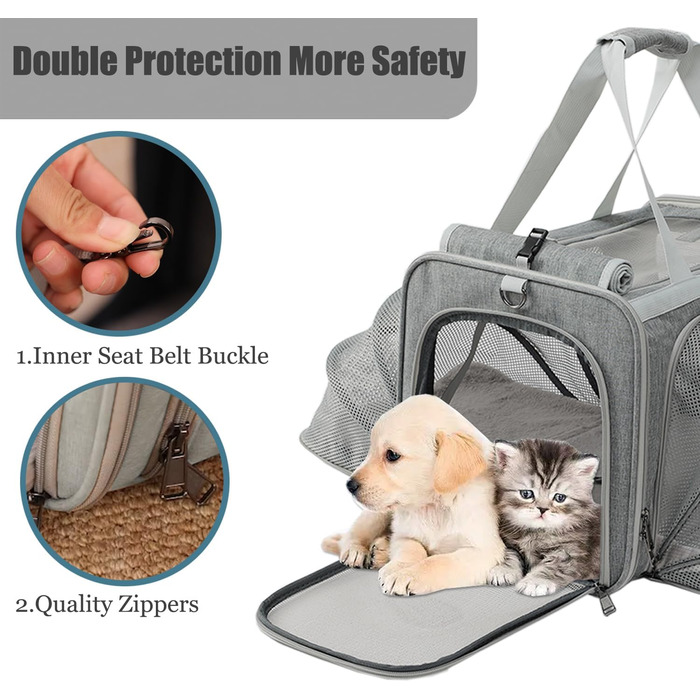 Трансформер для котів та собак, цуценят, кроликів, L, рожевий (сірий), для подорожей, схвалено авіакомпаніями