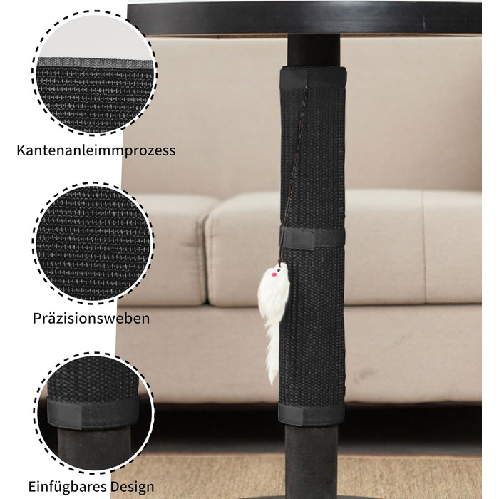 Килимок від подряпин для котів JanYoo (2 шт.) - захист меблів, 50x25 см, чорний