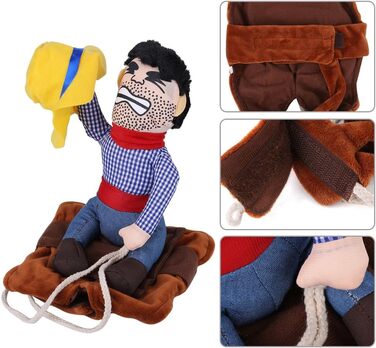 Костюм для собак: Веселий ковбой, костюм для коня, костюм для собак, костюм лицаря, з маскою та капелюхом для Хелловіну, косплей, вечірка (L)