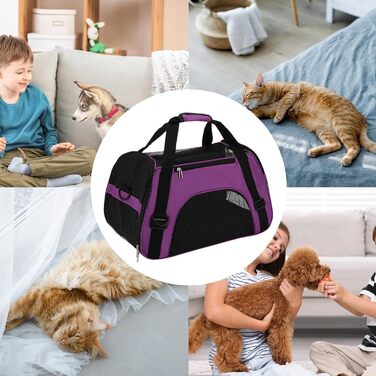 Транспортна переноска для котів та собак, дихаюча багатофункціональна сумка для подорожей, прогулянок, походів та активного відпочинку (пурпурова)