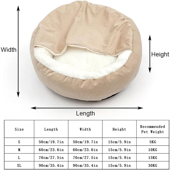 Кругле ліжко для собак та котів, плюшеве, м'яке, 50 см (сірий колір)
