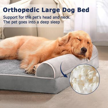 Ортопедичне ліжко для собак великих та середніх порід Western Home, сірого кольору, 71x58x16 см